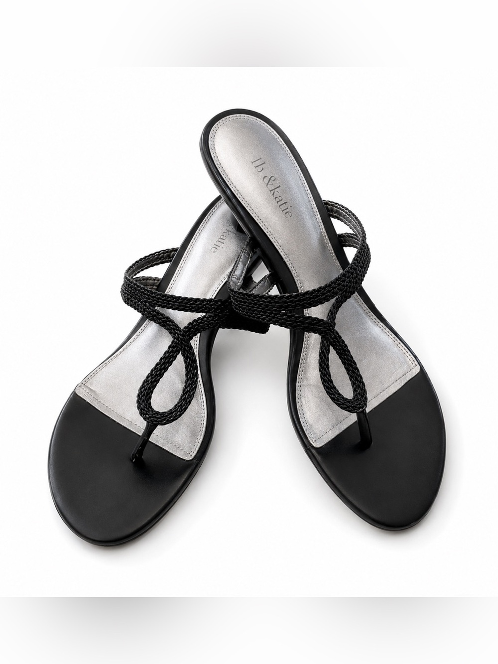 Kelly & Katie Black Braided Strap Sandal-Size 10